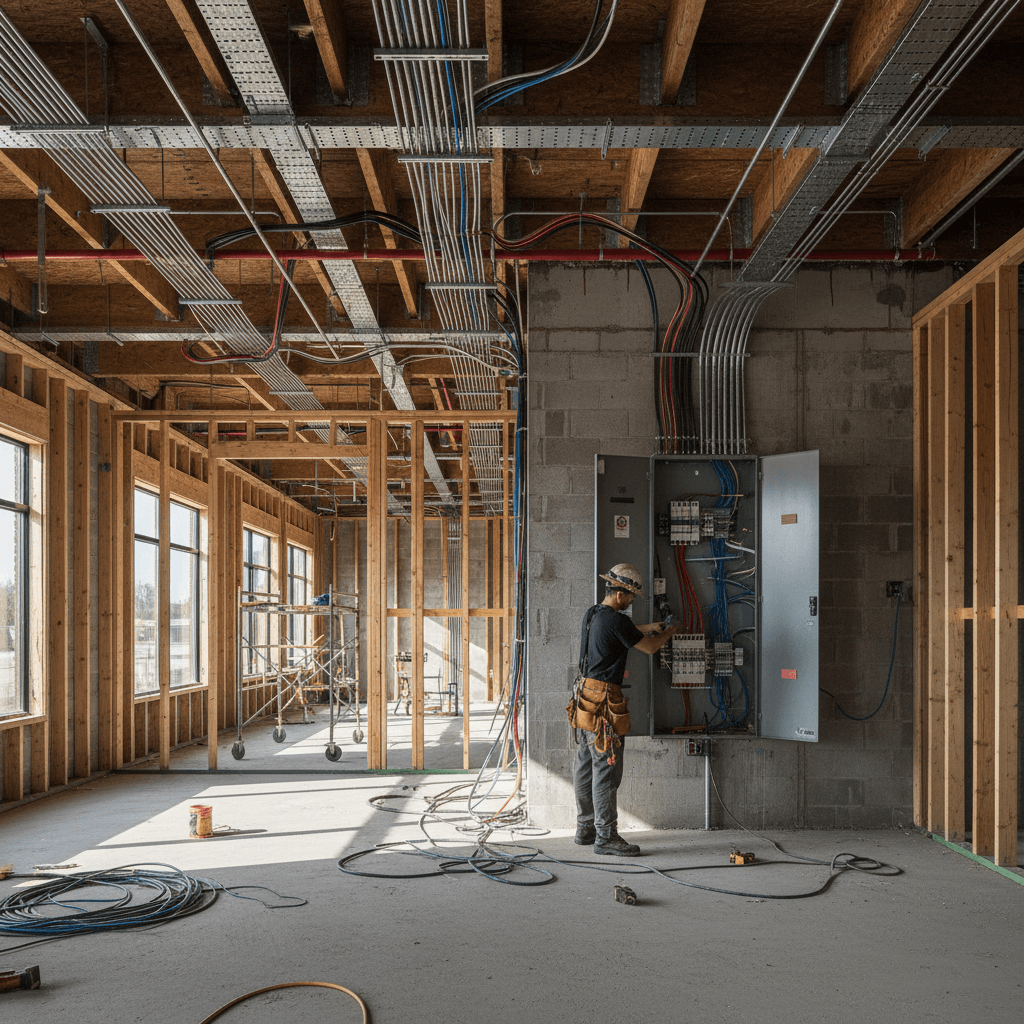New commercial electrical installation in progress