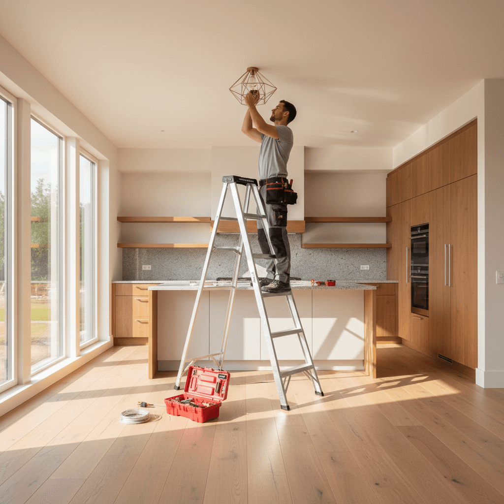 Residential kitchen electrical installation and lighting work